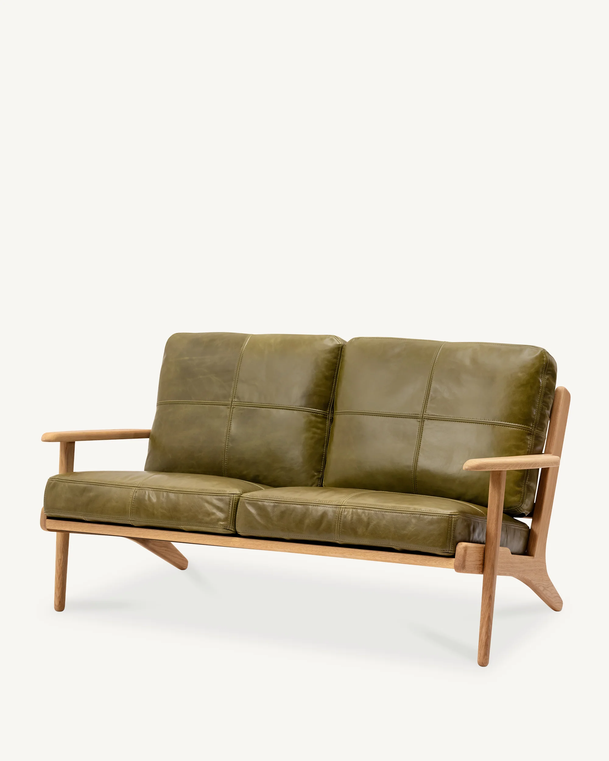 Map 2 Seat Sofa - Oak & Leather - Image 2