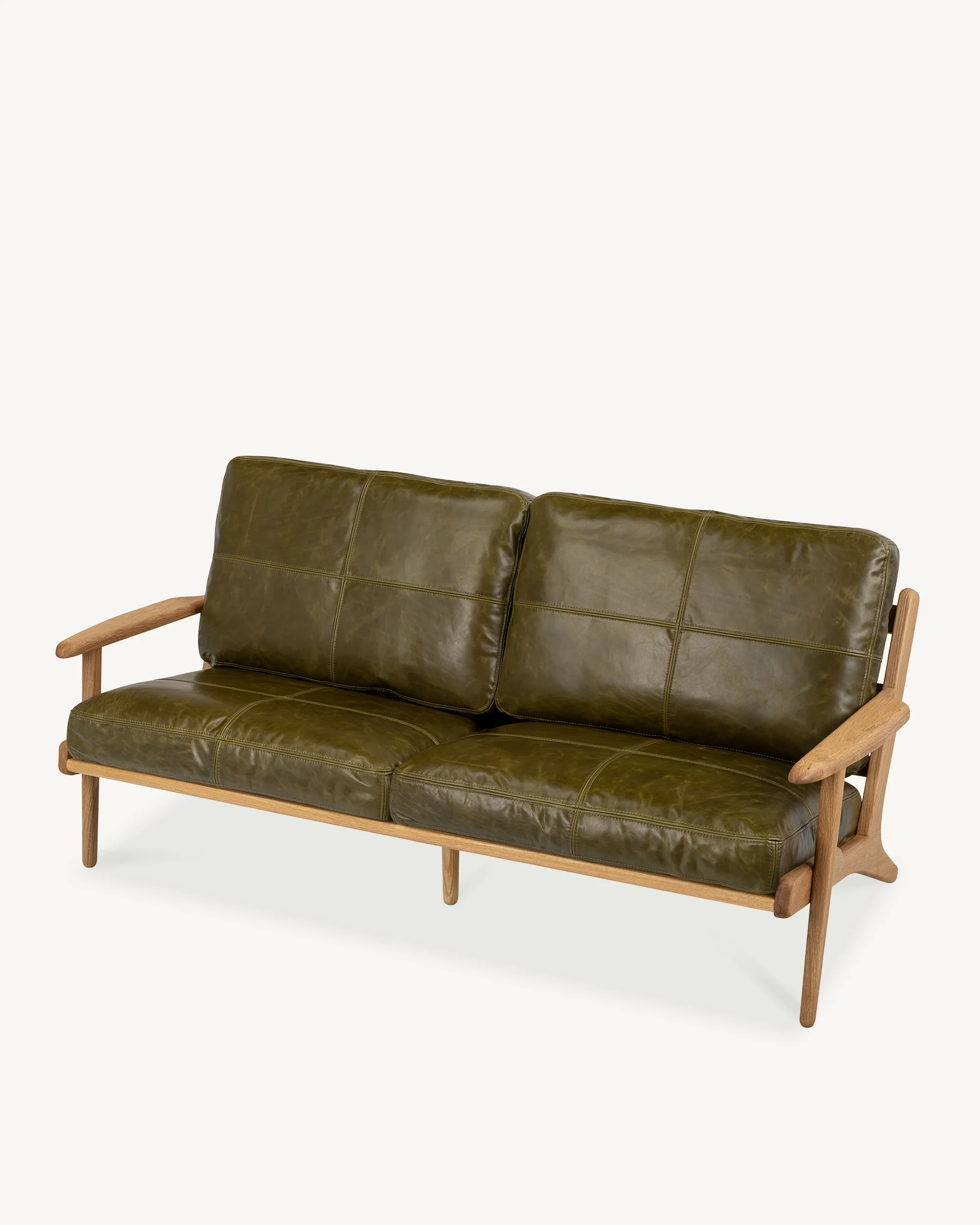 Map 3 Seat Sofa - Oak & Leather - Image 3